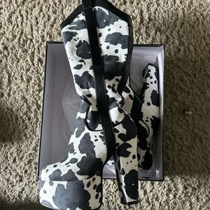 Cow print knee high lamoda boots